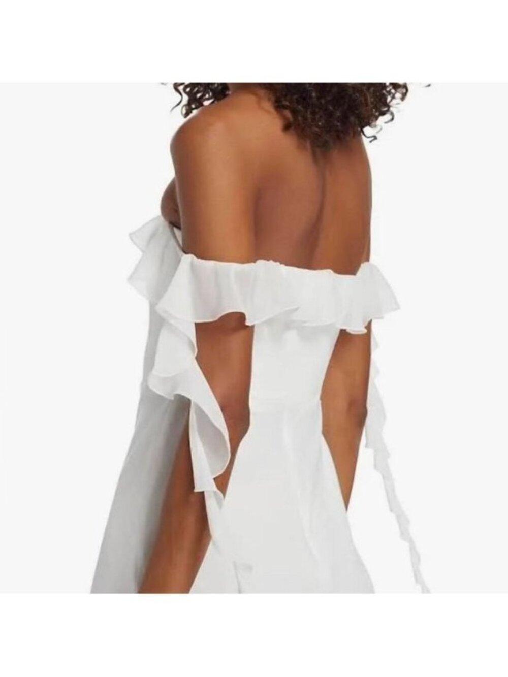 NWT Amanda Uprichard Women's Ivory Copellia Ruffle Dress Size Large 3449 - Picture 6 of 16